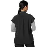 Kitmaz Medical Scrub Tops for Women - Soft Stretch Mandarin Collar Oversized Fit Scrub Shirts with 3 Pockets Black