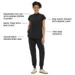 Kitmaz Medical Scrub Tops for Women - Soft Stretch Mandarin Collar Oversized Fit Scrub Shirts with 3 Pockets Black