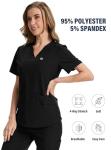 CaiDieNu Medical Scrubs for Women Set: Stretch Uniform Nursing Scrub Set V-Neck Top & Straight Leg Cargo Pants with 13 Pockets Black Large