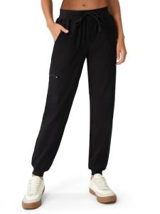 floralhue Scrubs for Women, Stretchy Yoga Pants with 5 Pockets, Cargo Jogger Scrub Pants for Women, Black, M