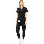 READY SET SCRUBS - Black Scrubs for Women Set - V-Neck Scrub Top & Jogger Pants Set - 15 Pockets - Yoga Waistband - Soft & Stretchy - Large