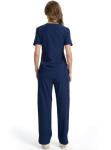 CaiDieNu Medical Scrubs for Women Set: Stretch Uniform Nursing Scrub Set V-Neck Top & Straight Leg Cargo Pants with 13 Pockets Navy Large
