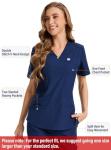 CaiDieNu Medical Scrubs for Women Set: Stretch Uniform Nursing Scrub Set V-Neck Top & Straight Leg Cargo Pants with 13 Pockets Navy Large