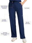 CaiDieNu Medical Scrubs for Women Set: Stretch Uniform Nursing Scrub Set V-Neck Top & Straight Leg Cargo Pants with 13 Pockets Navy Large