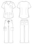 CaiDieNu Medical Scrubs for Women Set: Stretch Uniform Nursing Scrub Set V-Neck Top & Straight Leg Cargo Pants with 13 Pockets Navy Large