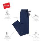 Hanes Plus Size Comfort Fit Pants, Moisture-Wicking Healthcare Scrubs for Women, 3 Pockets, Athletic Navy, 2X Large