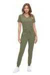 Natural Uniforms Womens Ultra-Soft Luxe Stretch Jogger Scrub Set with Regular and Petite Sizes (Olive, Medium)