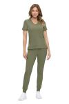 Natural Uniforms Womens Ultra-Soft Luxe Stretch Jogger Scrub Set with Regular and Petite Sizes (Olive, Medium)