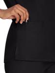 COZYFIT Scrubs for Women - Mock Wrap Top & Straight Leg Pants with 6 Pockets, Back Princess Seams, Soft Fabric Medical Scrubs Set Workwear for Women, Black, M