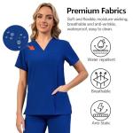 Naivlizer Scrub Set for Women V-Neck Scrub Top & Jogger Pants Medical Uniform Suits with 9 Pockets