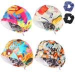 4 Pack Adjustable Surgical Scrub Cap Medical Doctor Bouffant Hats with Soft Sweatband