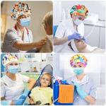 4 Pack Adjustable Surgical Scrub Cap Medical Doctor Bouffant Hats with Soft Sweatband