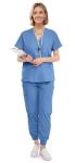 Eadflie Scrubs for Women Set - 8-Pocket V-Neck Scrub Uniform | Stretch Jogger Pants (Sky Blue/L) | Medical Workwear for Nurses, Dentists, Pet Care