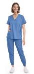 Eadflie Scrubs for Women Set - 8-Pocket V-Neck Scrub Uniform | Stretch Jogger Pants (Sky Blue/L) | Medical Workwear for Nurses, Dentists, Pet Care