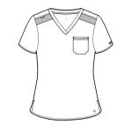 Med Couture Women's V-Neck Scrub Top, Modern Fit Tuck-in Top with Stretchy Rib-Knit Shoulders and Chest Pocket - MC7448, Olive, Small