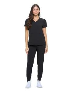 Natural Uniforms Womens Essential Cool Stretch Jogger Scrub Set (Black, Large)