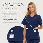 Nautica Scrubs for Women Set, 9 Pocket Breathable Scrub Sets For Woman Pants Tops, Comfortable Soft Stretch Womens Scrub Sets