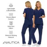 Nautica Scrubs for Women Set, 9 Pocket Breathable Scrub Sets For Woman Pants Tops, Comfortable Soft Stretch Womens Scrub Sets