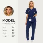 Nautica Scrubs for Women Set, 9 Pocket Breathable Scrub Sets For Woman Pants Tops, Comfortable Soft Stretch Womens Scrub Sets