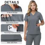 Mizzuco Scrubs Set for Women Nurse Uniform V-Neck Top and Drawstring Jogger Pants with Multi Pocket Nurse Workwear