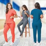 Mizzuco Scrubs Set for Women Nurse Uniform V-Neck Top and Drawstring Jogger Pants with Multi Pocket Nurse Workwear