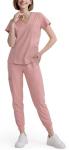Eadflie Scrubs for Women Set - 8-Pocket V-Neck Scrub Uniform | Stretch Jogger Pants (Pink/M) | Medical Workwear for Nurses, Dentists, Pet Care