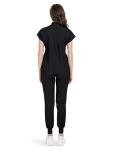 niaahinn Scrubs Set for Women Nurse Uniform Jogger Suit Stretch Top & Pants with Multi Pocket for Nurse Esthetician Workwear (Black, Large)
