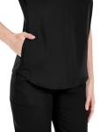 niaahinn Scrubs Set for Women Nurse Uniform Jogger Suit Stretch Top & Pants with Multi Pocket for Nurse Esthetician Workwear (Black, Large)