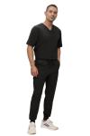 Monarch Uniforms Men's Jogger Scrub Set Tuck-in Scrubs for Men with Jogger Pants and One Pocket Top (Black,Large)