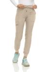 MediChic Medical Nursing Ribbed Scrub Joggers for Women - Stretch Jogger Scrub Knit Waist Bottoms with 6 Pockets, Easy Care Khaki