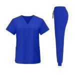 Men's Scrubs Set, Modern V-Neck Scrub Top & Jogger Pant with Pockets -Stretch, Moisture-Wicking Yoga Waistband, Anti-Wrinkle,Scrubs for Me 01-Royal Blue Large 1