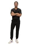 Monarch Uniforms Men's Jogger Scrub Set Tuck-in Scrubs for Men with Jogger Pants and One Pocket Top (Black,Large)