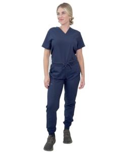 MISS POPULAR Scrubs Medical Uniform Set, Top and Pants Scrub Set (Navy Blue, X-Large)