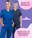 MISS POPULAR Scrubs Medical Uniform Set, Top and Pants Scrub Set (Navy Blue, X-Large)