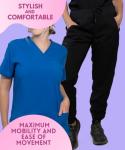 MISS POPULAR Scrubs Medical Uniform Set, Top and Pants Scrub Set (Navy Blue, X-Large)