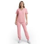 Eipnare Scrubs for Women Set, Stretchy V-Neck Top & Jogger Pants with Multi-Pocket Yoga Waistband, Soft Lightweight Nursing Uniform