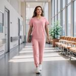 Eipnare Scrubs for Women Set, Stretchy V-Neck Top & Jogger Pants with Multi-Pocket Yoga Waistband, Soft Lightweight Nursing Uniform