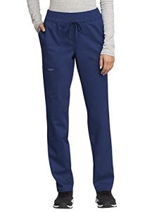 Cherokee Scrubs for Women Mid Rise Tapered Leg Drawstring Pant with 5 Pockets, Cargo Bottom with 2 Way Stretch Fabric - WW105, M, Navy