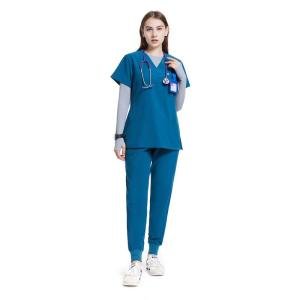 Uniforms World Scrubs for Women Set - Stretch Scrub Top & Pants with 8 Pockets, Yoga Waistband, Anti Wrinkle, Slim Fit