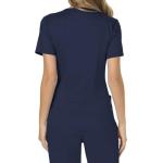 Cherokee Scrubs Top for Women Mock Wrap with 3 Pockets, Soft, 2-Way Stretch & Durable Fabric - WW610, S, Navy