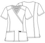 Cherokee Scrubs Top for Women Mock Wrap with 3 Pockets, Soft, 2-Way Stretch & Durable Fabric - WW610, S, Navy