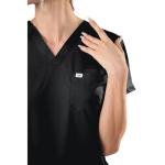 Meidiero Scrub Tops for Medical Women, Soft Stretch V-Neck Scrub Top, Wrinkle-Resistant Fabric with Chest Pocket Black