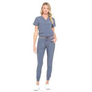 Dagacci Medical Uniform Jogger Scrubs for Women Set and Men Unisex 4-Way Stretch Scrub Sets, Pewter Gray, M