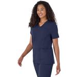 Hanes Womens Healthcare Top, Moisture-Wicking Stretch Shirts, Ribbed Back Panel Medical-Scrubs-Shirts, Athletic Navy, 2X US