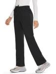 COZYFIT Straight Leg Scrub Pants for Women, Drawstring Soft Stretch, Anti-Wrinkle Women's Scrub Pants with 6 Pockets,Black,M