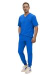 Monarch Uniforms Men's Jogger Scrub Set Tuck-in Scrubs for Men with Jogger Pants and One Pocket Top (Royal Blue,Medium)
