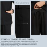 Kousenpu Women's Medical Scrubs Set - Stretch V-Neck Scrub Top & Yoga Jogger Pants with 12 Pockets Total (Black, Medium)