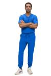 Monarch Uniforms Men's Jogger Scrub Set Tuck-in Scrubs for Men with Jogger Pants and One Pocket Top (Royal Blue,Medium)