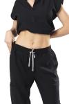 Bovchies Scrubs For Women Set - Stretch Stand Collar Scrub Top and Drawstring Jogger Pants
