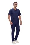 Monarch Uniforms Men's Scrub Set V-Neck Scrub Sets with Nine Large Pockets(Navy Blue,Medium)